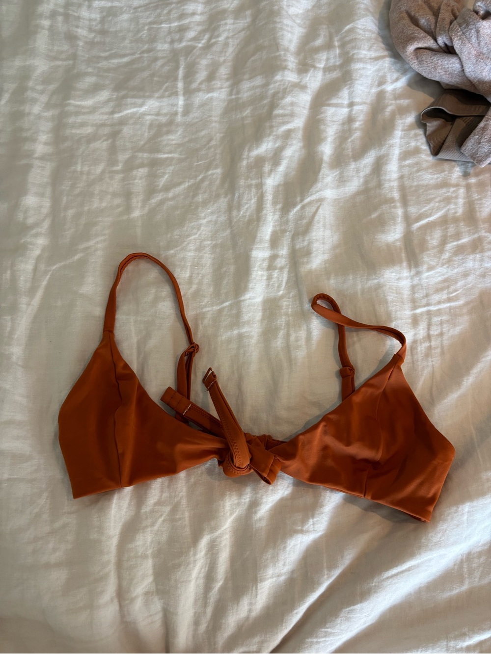 Knot-Front Rust orange Bikini Top - Women's Swim